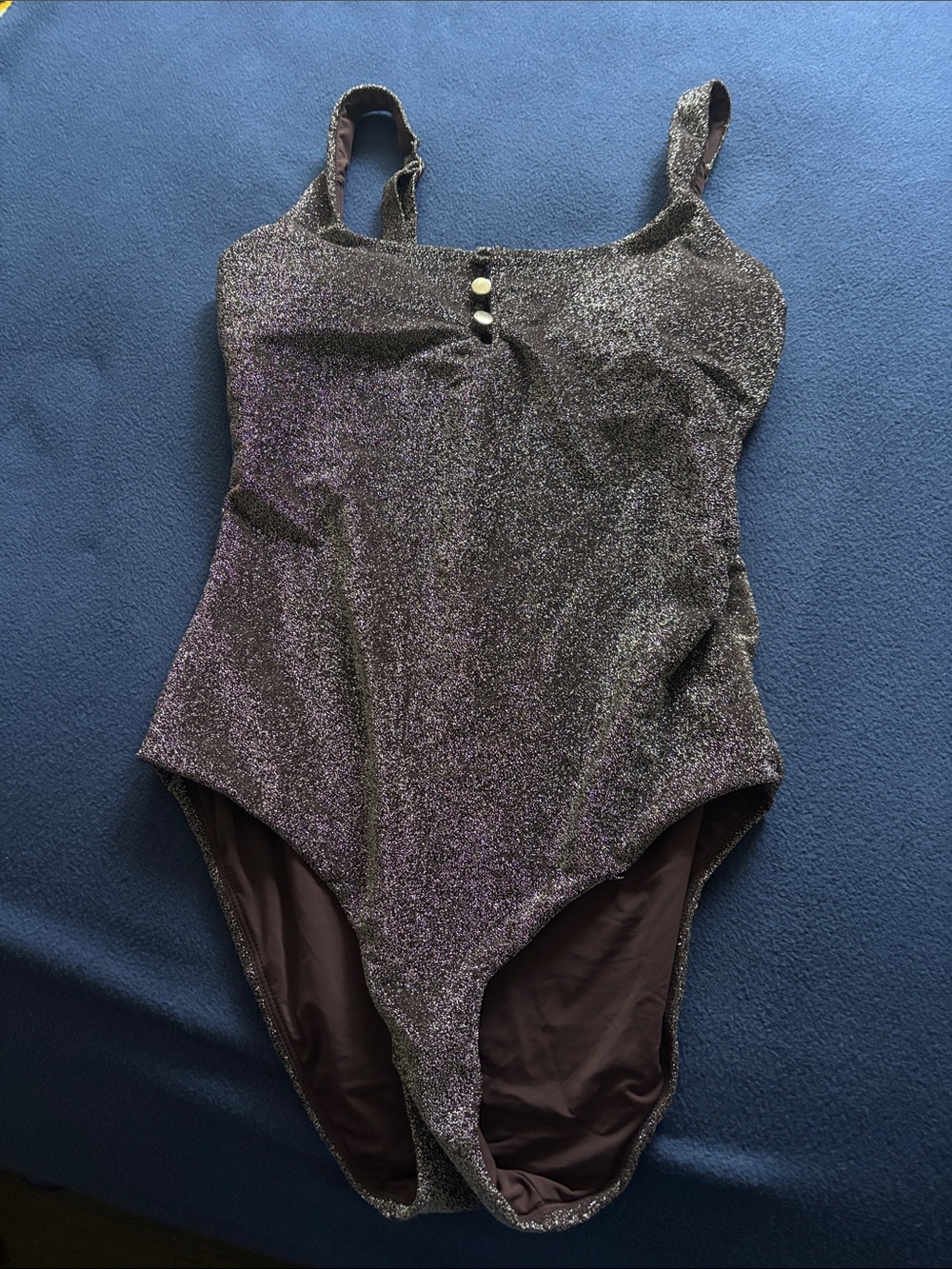 Andie Shimmery Charcoal One-Piece with Ring Detail